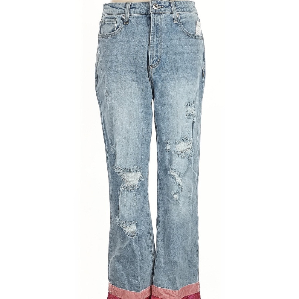 Juicy Couture Blue Distressed Jeans with Pink Hem